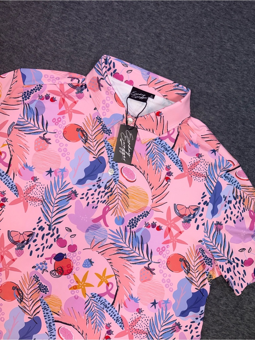Sunday Swagger Mens Golf Polo Fighting Fruits